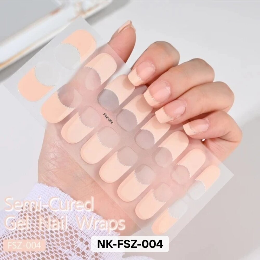 🖤 3/$12 Nude French Tip 16Tips Semi Cured Gel Nail Patch Strips